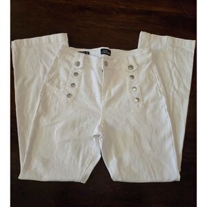Zoe + Phoebe white sailor-style jeans with a high-rise, slim bootcut fit Size 10